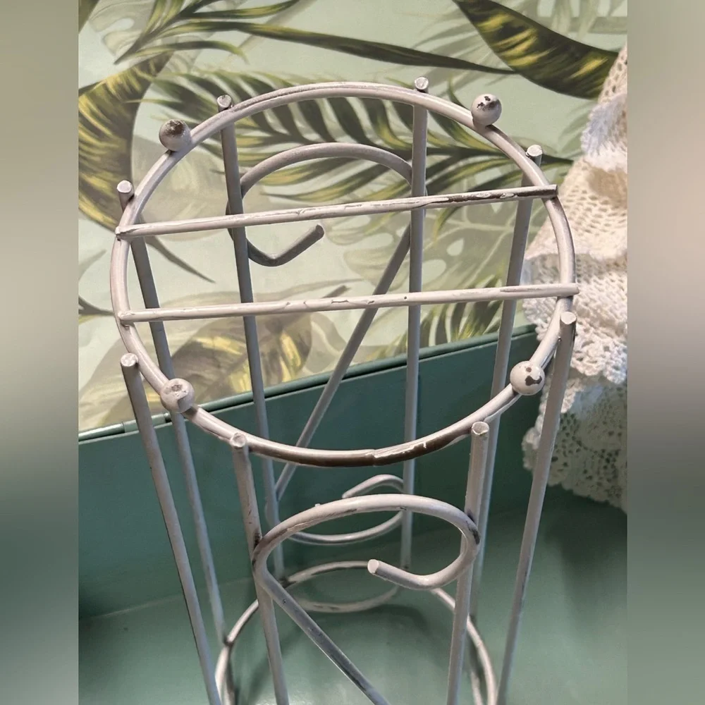 Elegant Shabby Chic metal scroll White Toilet Paper Holder Cottagecore Stand